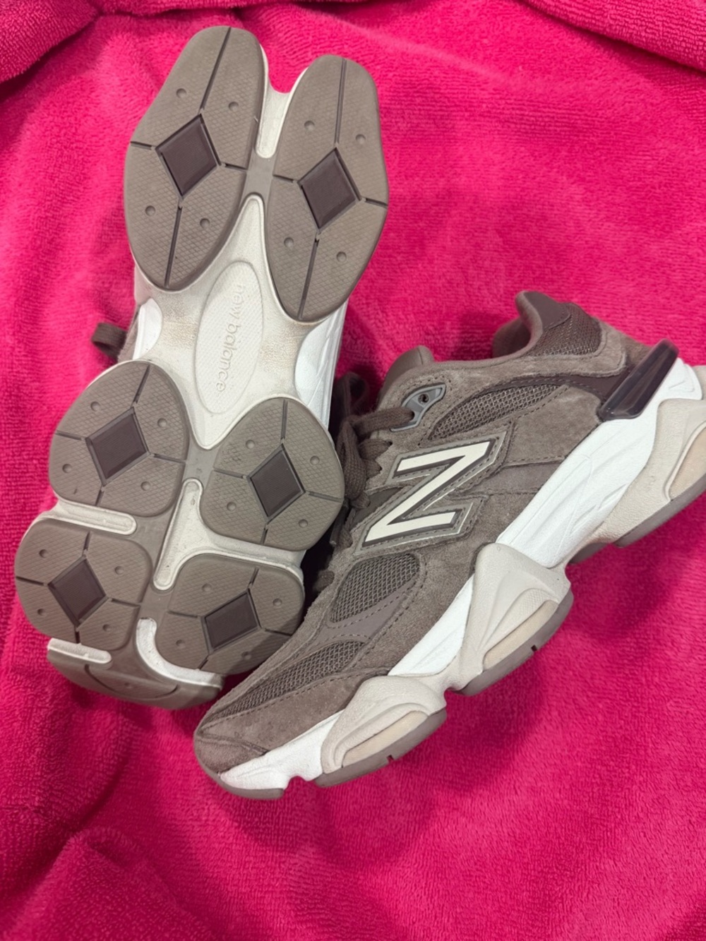 New Balance Taupe Brown Suede & Mesh Walking Sneakers - Picture 2 of 3
